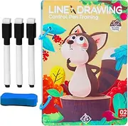 Training Cards Pen Control - Reusable Pen Control Training Cards - Writing Learning Book Interactive Fun Play Skill Development for Kids Preschoolers Boys Girls