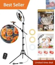 Selfie Ring Light with Stand and Phone Holder, Ring Light Tripod for iPhone, ...
