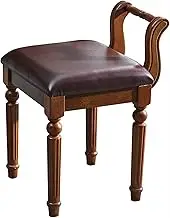 Vanity Stool Bedroom Vanity Chair Upholstered Seat Bedroom Dressing Stool Wooden Dining Stool Reception Room Stool Piano Stool Wooden Furniture(Brown (B))