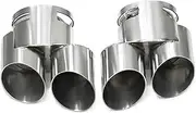Exhaust Tip Compatible For BMW G05 X5 G06 X6 Quad TailTip Exhaust Tip 304 Stainless Steel Black Muffler Tip Nozzle TailTip(Silver)