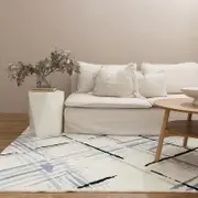 Brand Ventures Cloud Machine Washable Geo Cream Blue Rug