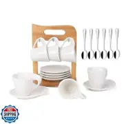 TRSPCWR Espresso Coffee Cup Set of 6, Ceramic Coffee Tea Cup Set 2.5oz with H