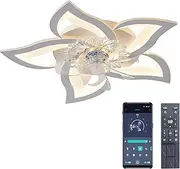 AiPaiTe Quiet Ceiling Fan with Lighting, Modern LED Dimmable Ceiling Lighting with Fan, Creative 5 Lights Design Ceiling Fan for Bedroom, Kitchen, Dining Room, Lamps (White, 69 cm)