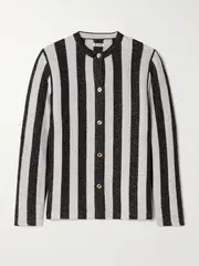 [BODE] BODE - Grandstand Metallic Striped Knitted Cardigan - Black - small small Black