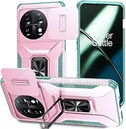 [xinyunew] Case for OnePlus 11, Mobile Phone Case Full Body Robust Shockproof Protective Case with 360 Degree Ring Stand, Mobile Phone Case Compatible with OnePlus 11 (Pink Green)