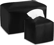 2 Pack Tissue Box Cover, Stylish PU Leather Tissue Box Cover Holder, Modern Rectangular Facial Tissue Paper Case Dispenser, Facial Tissue Holder Decorative Holder for Home Office