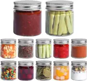 Mason Jars with Airtight Metal Regular Lids(8Oz/250Ml), Sealed Clear Glass Canni