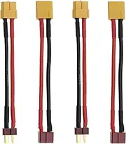 ECSiNG 4PCS XT60 to T Plug Cables XT60 Female to T Plug Male & XT60 Male to T Plug Female Connector Adapter Cable 14AWG 10cm RC Accessory for RC Lipo Battery