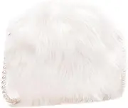 [VALICLUD] Fashionable White Shoulder Bag Pearl Chain Plush Crossbody Handbag for Women Small Purse Hairy Detail for Daily Use and Parties
