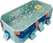Above Ground Foldable Non-Inflatable Pool Outdoor Portable Swimming Pool with 3 drains with Hard Plastic Shell for Backyard Garden Beach(A,1.85m/6ft)