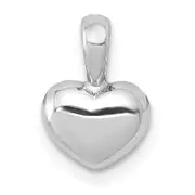 14K White Gold Polished Domed Heart Charm