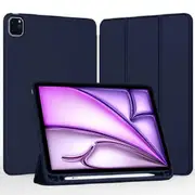 For Apple iPad Air 13 2024 11 inch Pencil Holder Folio Leather Smart Magnetic Flip Stand Case Cover (Black)