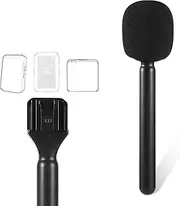 Microphone Holder, Mic Stand Microphone Holder Mic Handheld Adaptor Microphone Handle Mount with Draft Shield for DJI Mic 1/2 Wireless GO II Accessories Interview Rig Replacement