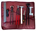 Farrier Tools Hoof Trim Shoeing Kit Hoof Nipper Rasp Knife 8 Pieces Leather Roll