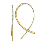Ss/Gold Plated Sterling Silver Gold-Tone Cz Threader Earrings