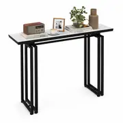 Costway Accent Console Table Faux Marble Sofa Table w/Adjustable Footpad Living Room, Hallway, Entryway