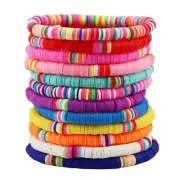 12 Pcs Handmade Bohemian Bracelets Colorful Soft Clay Bracelets For Women