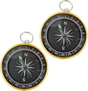 GANAZONO 1 Pair Compass Keychain Camping Backpacking Accessory Car Compass Dashboard Compass for Car Pocket Compass for Hiking Compasses for Hiking Compass for Golden Aluminum Alloy