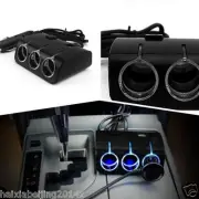 Black 3 Socket USB Car Cigarette Lighter Power Adapter Outlet Splitter Charger (for: Porsche)