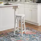New 24" White Backless Wood Counter Stool with Wood Seat - Kitchen Bar Chair