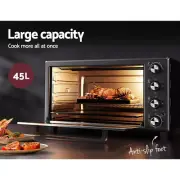 1800W Convection Oven Electric Benchtop Rotisserie Baking Grill 45L Multi-Functi
