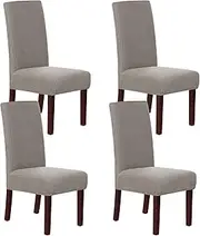 Smarcute Dining Chair Covers Stretch Removable Washable Chair Covers Chair Protector Home Decor Spandex Jacquard Dining Chair Protector Cover for Dining Room Set of 4, Taupe