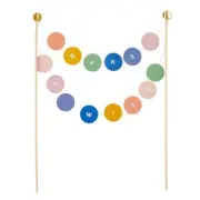 Garland Cake Topper Make a Wish Size 6.75in x 10in h. Pack of 6