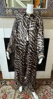 ESY Studio brown animal print long blouse w/ pants suit set armpit to armpit 20"