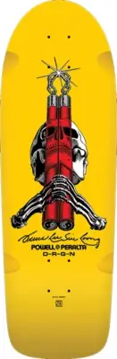 Powell Peralta Skull & Nunchucks Bruce Lee Skateboard Deck - 10" Yellow