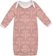 [sanluoli] Organic Cotton Baby Swaddle Sleeper Gown Long Sleeves Soft Breathable Night Pajama Dress Boy Girl Coming Home Outfit 3M Floral Red White Lines Minimalist, Floral Red White Lines Minimalist,