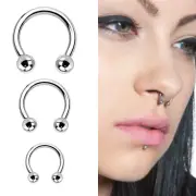 PAIR 18G Horseshoe Circular Barbell Nose Septum Hoop Tragus Helix Daith Ear Ring