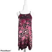 Aqua Women's Small Velvet Embossed Rose Mini Shift Strappy Dress