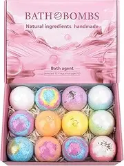 Bath Bombs for Women 12PCS Natural Ingredient Shower Bombs Moisturizes Soothes The Skin, Relieve Stress Bath Bubbles Spa Essential for Women Relaxing