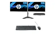 HP 800 G5 Bundle Mini Desktop i5-9500T Six-Core 1TB 16GB RAM Win11 + Dual 24" Monitor | Refurbished