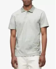 Calvin Klein Men's Short Sleeve Monogram Logo Printed Polo Shirt, Misty Sage, S