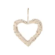 Maine & Crawford 35cm Duke Wrapped Rattan Heart Wall Hanging Home Decor White