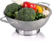 Stainless Steel Micro-Perforated 5-Quart Colander - Professional Strainer with H