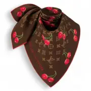 Louis Vuitton x Takashi Murakami M96094 Carre 90 Scarf Cherry Brown 2025