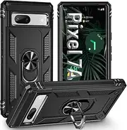 ZOEII for Google Pixel 7A Case for Pixel 7A Phone Case,with Ring Military Dropproof Dustproof 360° Metal Rotating Ring Kickstand Shockproof Case-Black