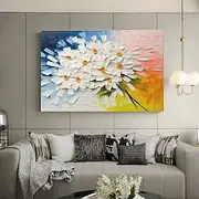 Handmade Oil Painting Canvas Wall Art Decoration Modern Abstract Thick Oil 3D Knife Flowers for Home Decor Stretched Frame Hanging Painting /Rolled Frameless U