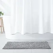 Amazon Basics Non-Slip Microfiber Shag Bathroom Rug Mat, 53 x 86 cms, Platinum