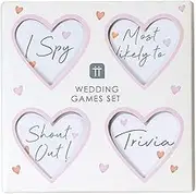 Talking Tables Set of 4 Wedding Table Games for Guests | Ice Breaker Trivia, Most Likely to, Shout Out & I Spy, White