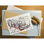 【蘭嶼拼板舟】複製畫 手繪 代針筆畫 印刷 名信片
