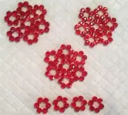 25 RED Petal Nest Bulb Flower Rings Ceramic Christmas Tree ALL RED
