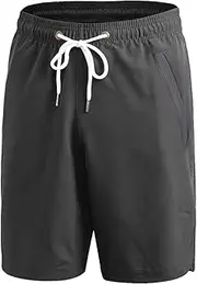 [Yuerlian] Men's 7'' Running Shorts Quick Dry Shorts Basketball Shorts with Zipper Pockets