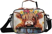 Bucket Highland Cow Insulated Lunch Box for Women Men - Ideal for Work, Picnics - Includes Adjustable Shoulder Strap