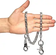 [newtro] Red Gem Skull Biker Key Wallet Chain Trucker Jean Pants Chain for Men Heavy Thick Key Chains Black Silver 25" SK26