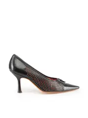 Vintage Black Charm Detail Perforated Heels