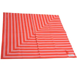 agnes b 條紋品牌蜥蜴圖騰LOGO刺繡帕領巾(橘紅/粉紅底)