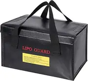 Handheld Portable Explosionproof Lipo Battery Safe Bag, Fireproof Fiberglass, 260x130x150mm, Black/Silver, Large Capacity Storage for Charging and Transport